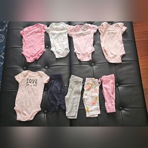 Baby Girl Newborn Lot Bundle Pants Onesies Euc